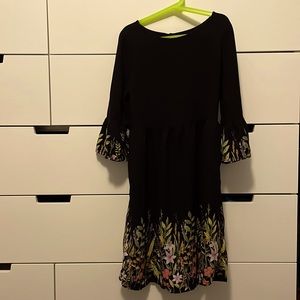 Old Navy girls XL (14) dress, black with flower print trim